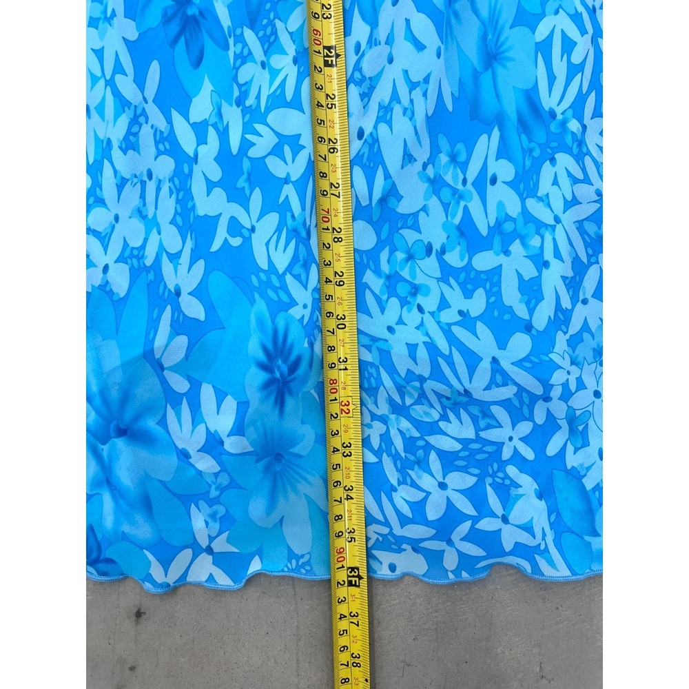 Vintage Mariposa A Line Maxi Skirt Women 12" Waist Blue Floral Print Boho Summer - Picture 4 of 4